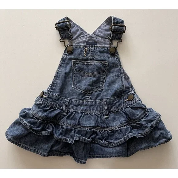 GAP | Dresses | Baby Gap Overall Denim Dress Girls 36 Mos Ruffled Jean Blue  | Poshmark